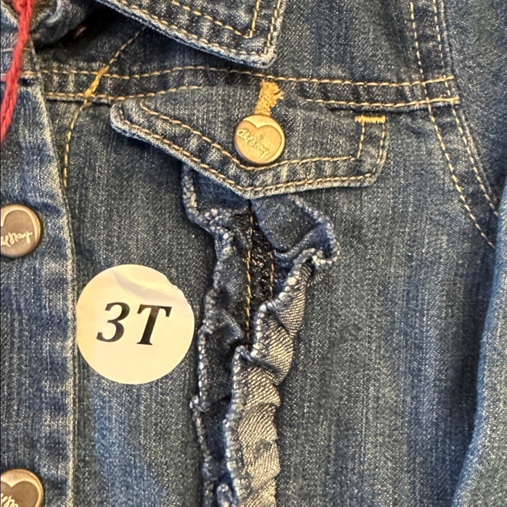 Handmade! Old Navy Kids Blue Denim Jacket with Fun Wool Felt Patches, sz 3T - Picture 3 of 8